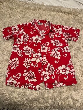 Aloha Republic Red Hawaiian Floral Button-Up Shirt